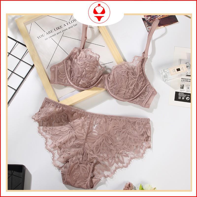 Bộ đồ lót ⚡kèm quà tặng ⚡ Set đồ lót cao cấp  khuy vàng ren mút mỏng có gọng C1219 | BigBuy360 - bigbuy360.vn