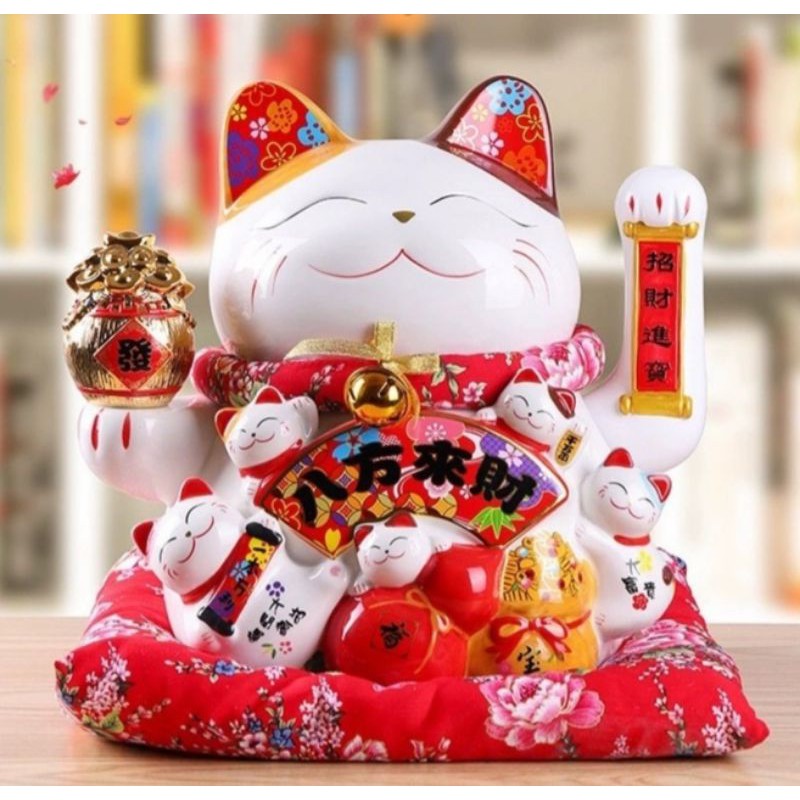 Mèo thần tài vẫy tay 34cm MAY MẮN TÀI LỘC