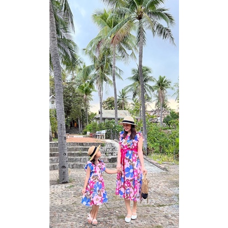 Set đồ đôi mẹ bé voan tơ siêu nhẹ siêu xinh