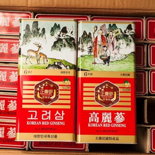 Hồng sâm khô 6 năm tuổi trong hộp thiếc 300g loại 10 củ