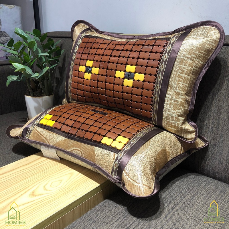 Gối Trúc Hạt HOMIES Bedding &amp; Décor Hạt Tre Trúc Tự Nhiên Hỗ Trợ Giảm Đau Vai Gáy, Thoáng Mát Mùa Hè - Kích Thước 30x50c
