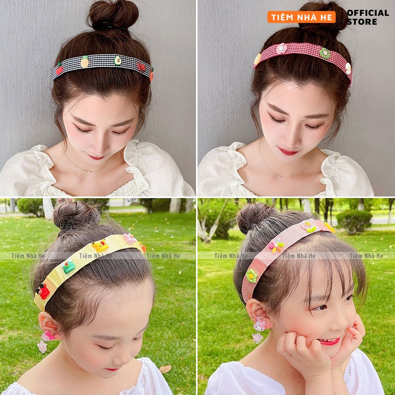 Set Bờm dán tóc, băng đô cài mái Hàn Quốc phong cách ulzzang siêu xinh cho bé gái