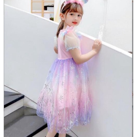 Đầm Công Chúa Chất Liệu Cotton Đính Kim Sa Lấp Lánh Thời Trang Cho Bé Gái