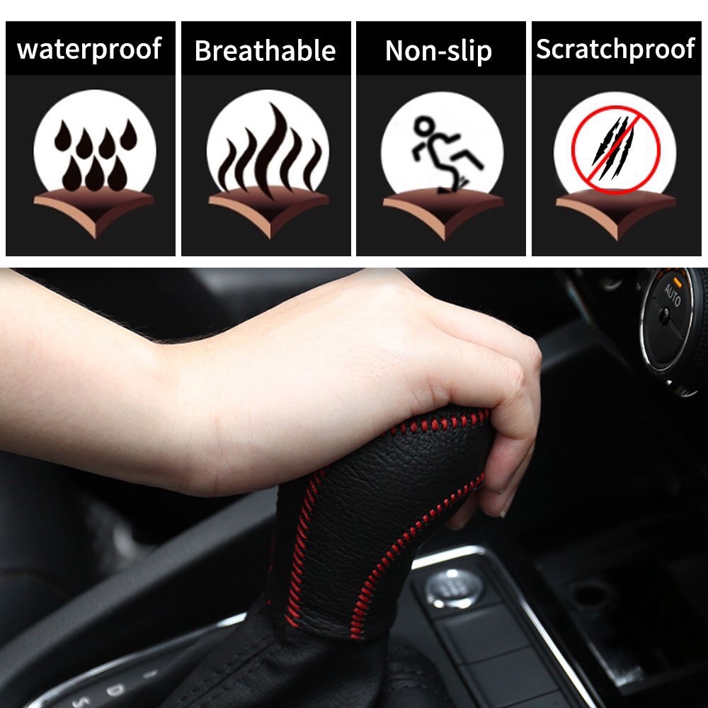 Bọc cần số +tay phanh da thật dành cho xe toyota vios G số tự động