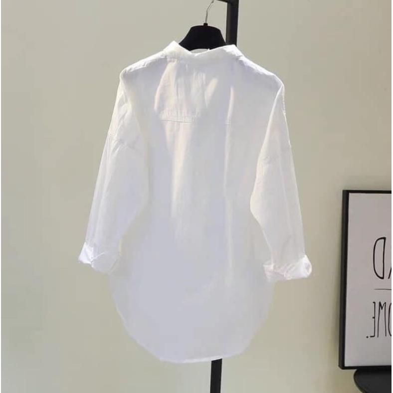 ÁO SƠ MI TRẮNG DÀI TAY 2 TÚI CHO NỮ