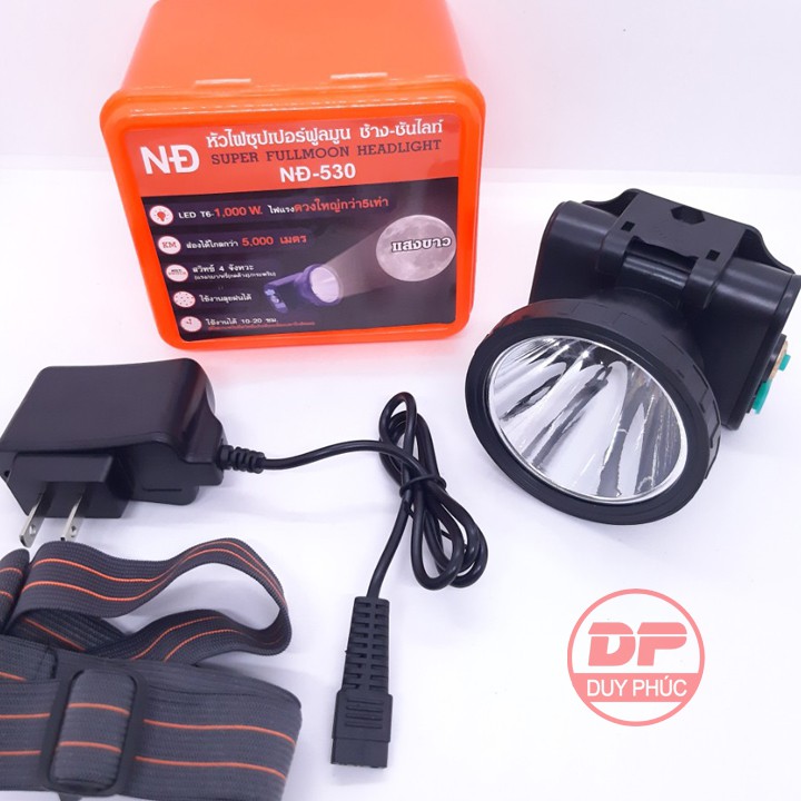 Đèn đội đầu pin sạc led siêu sáng NĐ 530 2000w NĐ 68 1000w  hàng thái - siêu sáng 2000w - 1000w  – lặn nước – 2 pin sạc