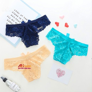 Quần lót lọt khe ren ôm mông sexy, quần chip nữ đính nơ gợi cảm xì lip freesize 1515