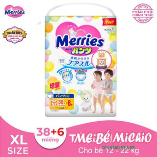 [Có Sẵn HCM] Tã/bỉm quần Merries size XL - 38 + 6 miếng (Cho bé 12 - 22kg)