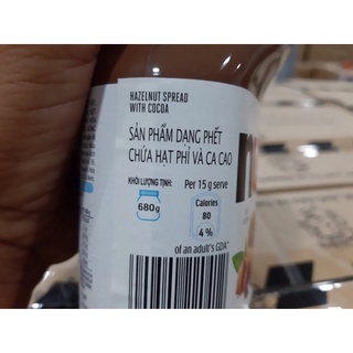 Bơ hạt phỉ phết Cacao Nutella 680gr (Size lớn)nhập khẩu Úc