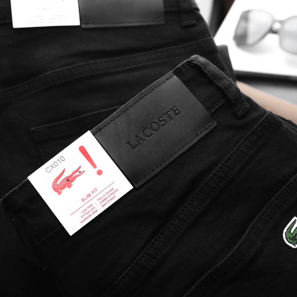 Quần Jean Nam LACOSTE LIVE Màu Full Đen 2023 Form SlimFit Mềm Mịn Co Giãn Hàng Xuất Xịn Có Big Size