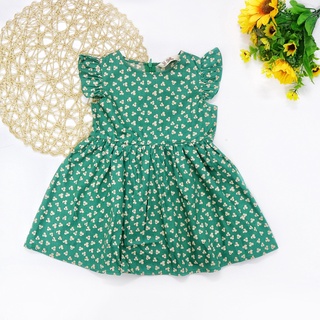 Váy Thô Hoa Bé Gái Phối Bèo Tay Dáng Xòe SILBER KIDS