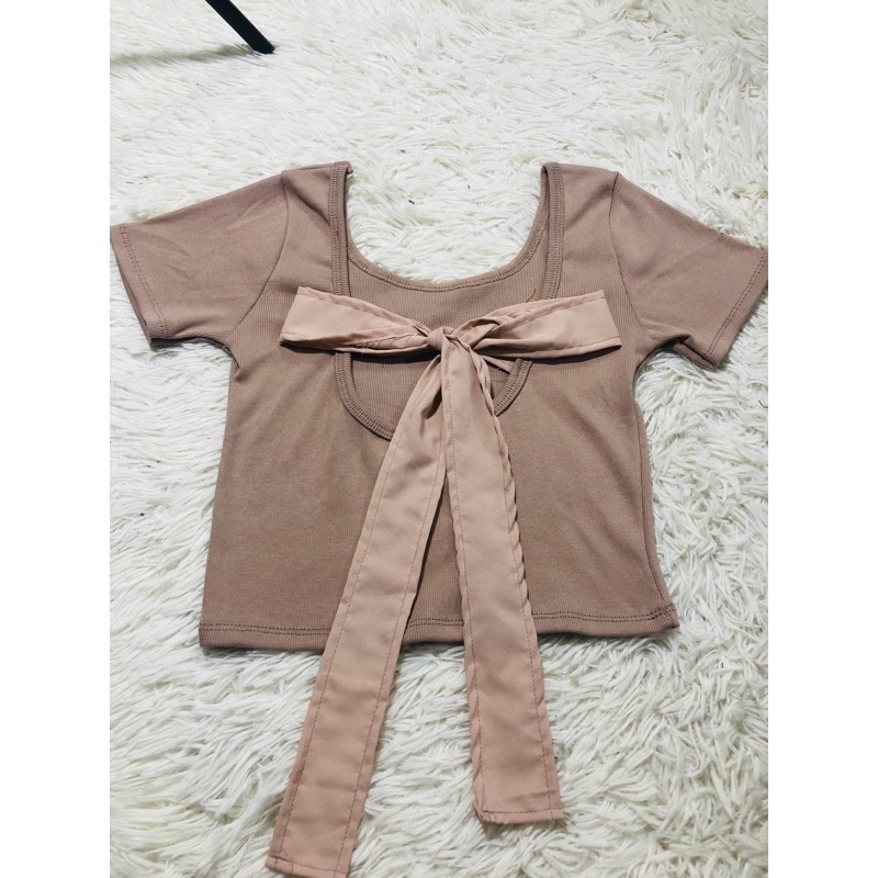 ÁO CROPTOP KIỂU THUN GÂN PHỐI KIỂU CỘT NƠ SAU LƯNG SIÊU HOT [CLIP THẬT][FREESHIP] hàng loại 1, form ôm body chuẩn