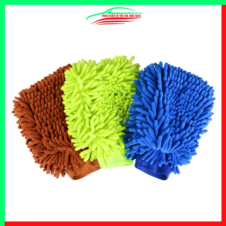 Găng tay lau rửa xe sợi microfiber hai mặt chuyên dùng vệ sinh nhà cửa ô tô xe máy