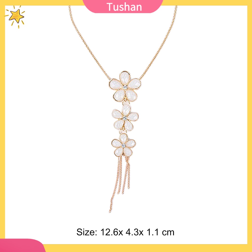 Dây chuyền to bản dài mặt hoa đính đá pha lê phong cách cổ điển cho phái đẹp