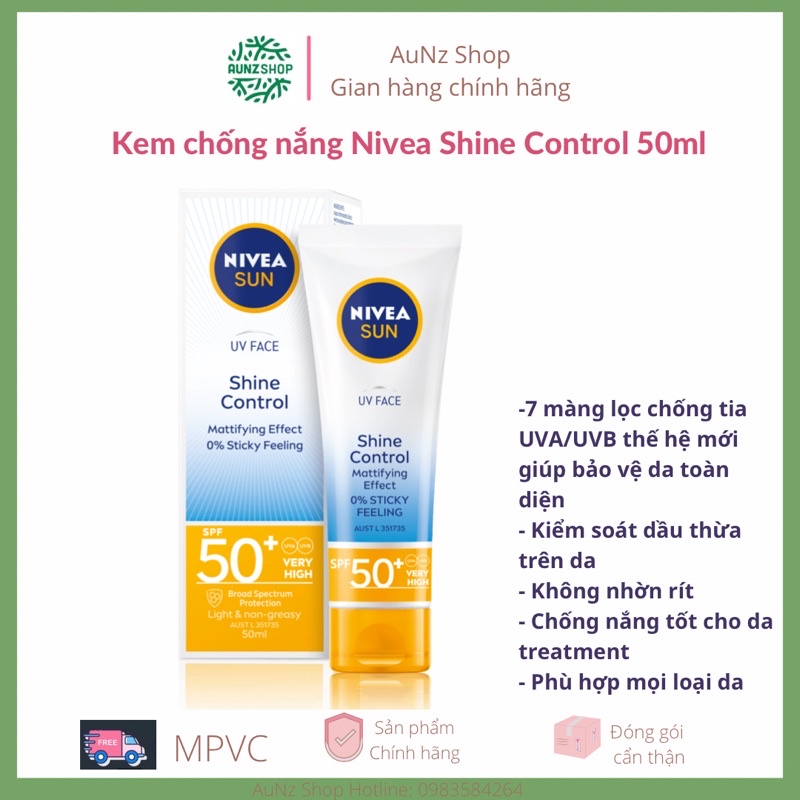 Kem chống nắng Nivea Shine Control SPF 50 UV Face