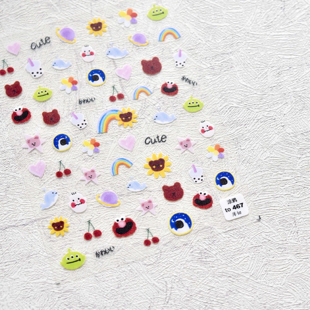 Miếng Dán Trang Trí Móng Tay Hình Hoa Hướng Dương / Chim / Gấu / Trái Tim 3d Diy Mới