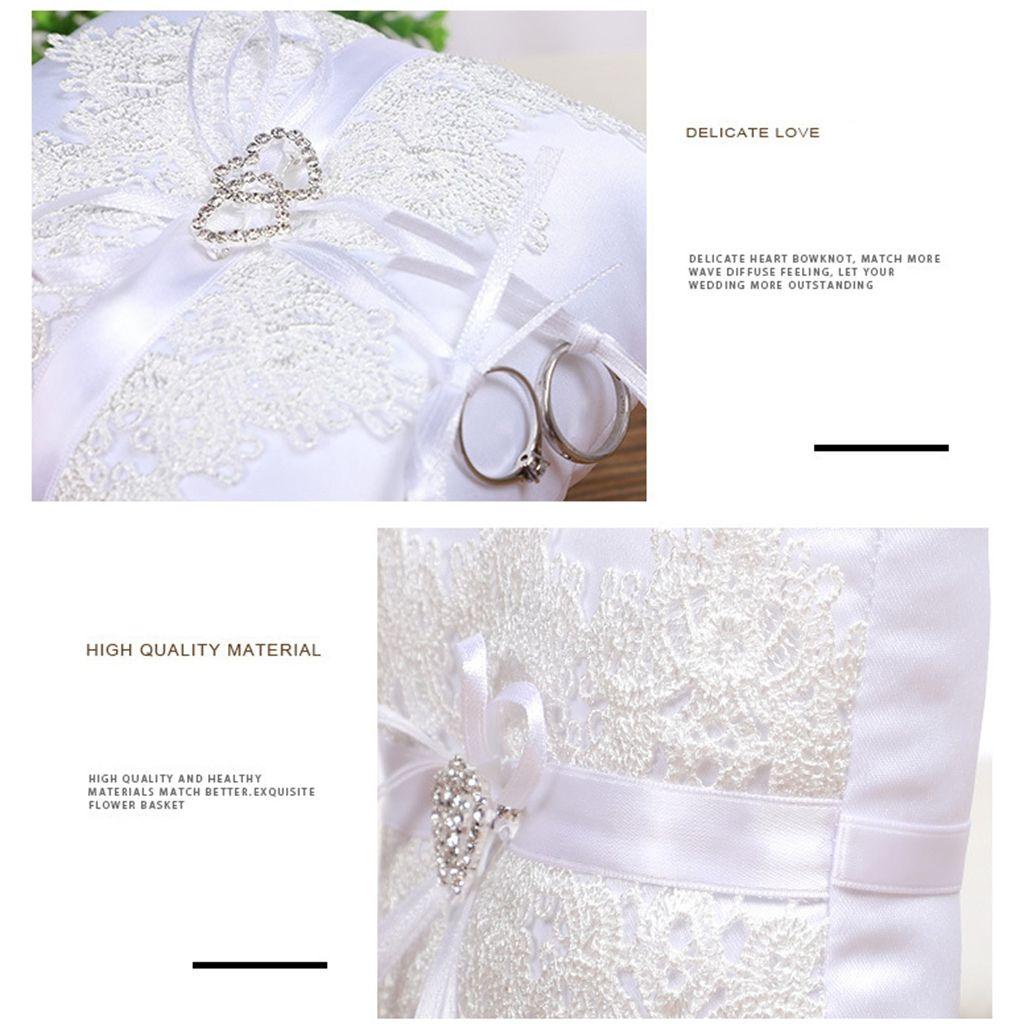 Gối Nhẫn Cưới Vải Satin Phối Ren Sáng Tạo ​Gối Dạng Nhẫn Bỏ Túi Lãng Mạn Trang Trí Nhà Cửa
