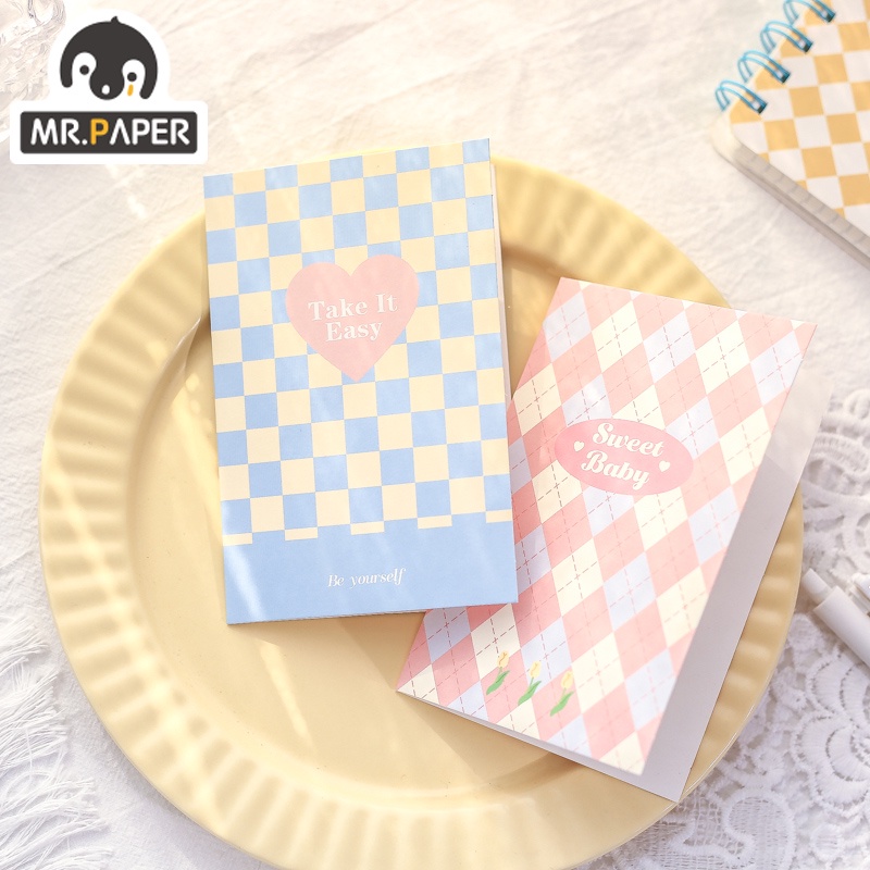 Ông. Set 2 Thiệp Chúc Mừng Hình Vuông Họa Tiết Kẻ Sọc Caro Và Kem Nhẹ Nhàng Dễ Thương