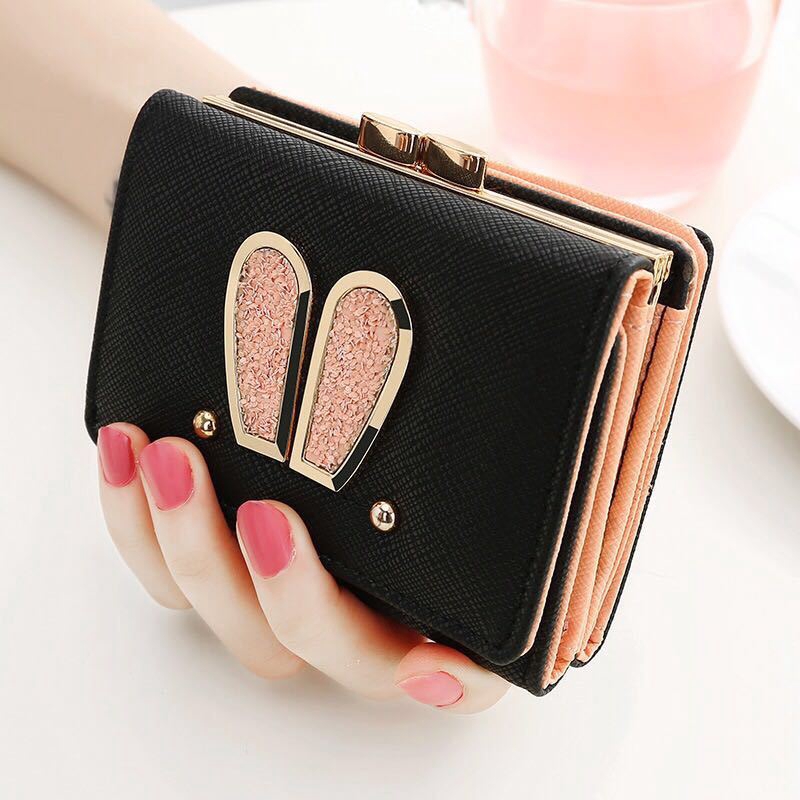 KAITIFEI Ví bóp Cầm Tay đẹp mini da ngắn gập đơn giản xinh xắn sang trọng Cao Cấp nhỏ dây kéo Bóp đựng tiền Xu / Thẻ