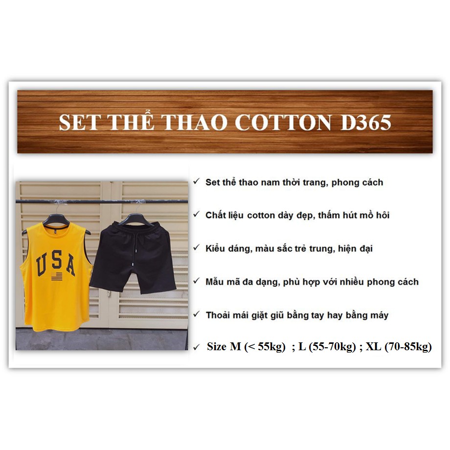 Set đồ bộ 3 lỗ nam chất cotton cao cấp thoáng mát D365-DB02