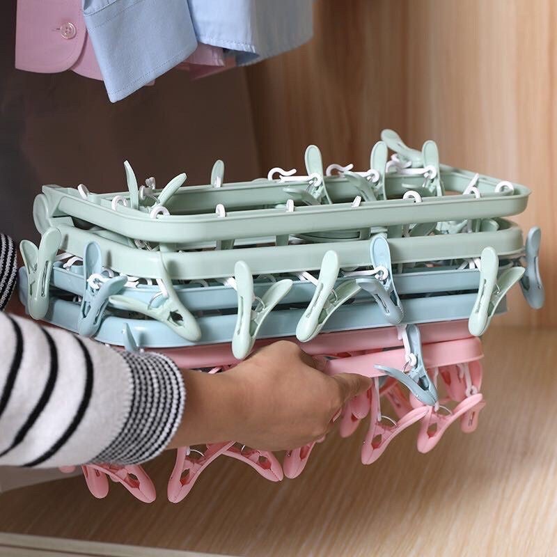 Móc Dù Nhựa 32 Kẹp Phơi Đồ Cho Mẹ Và Bé Xếp Gọn Tiện Lợi