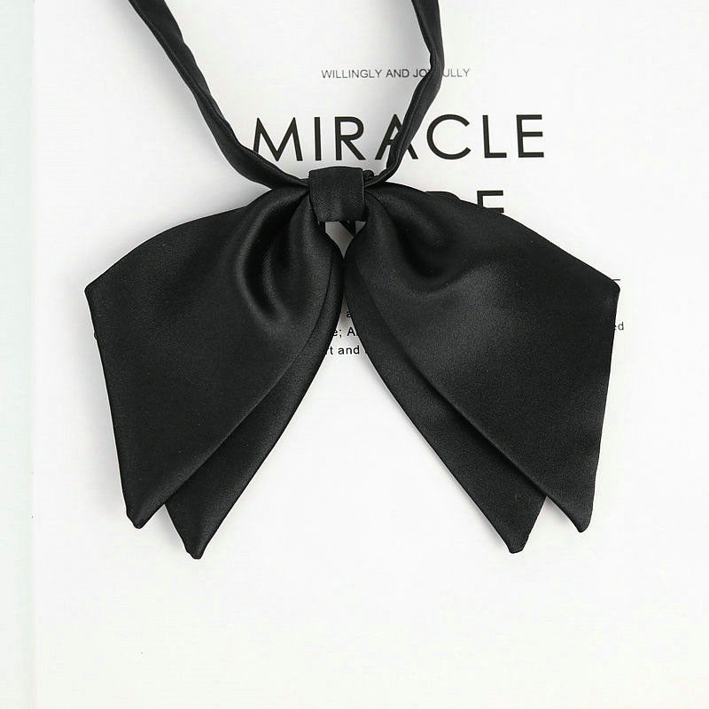 Cà Vạt Nơ Bằng Da Hai Lớp Màu Trơn Phối Hoa Dành Cho Nữ Sinh