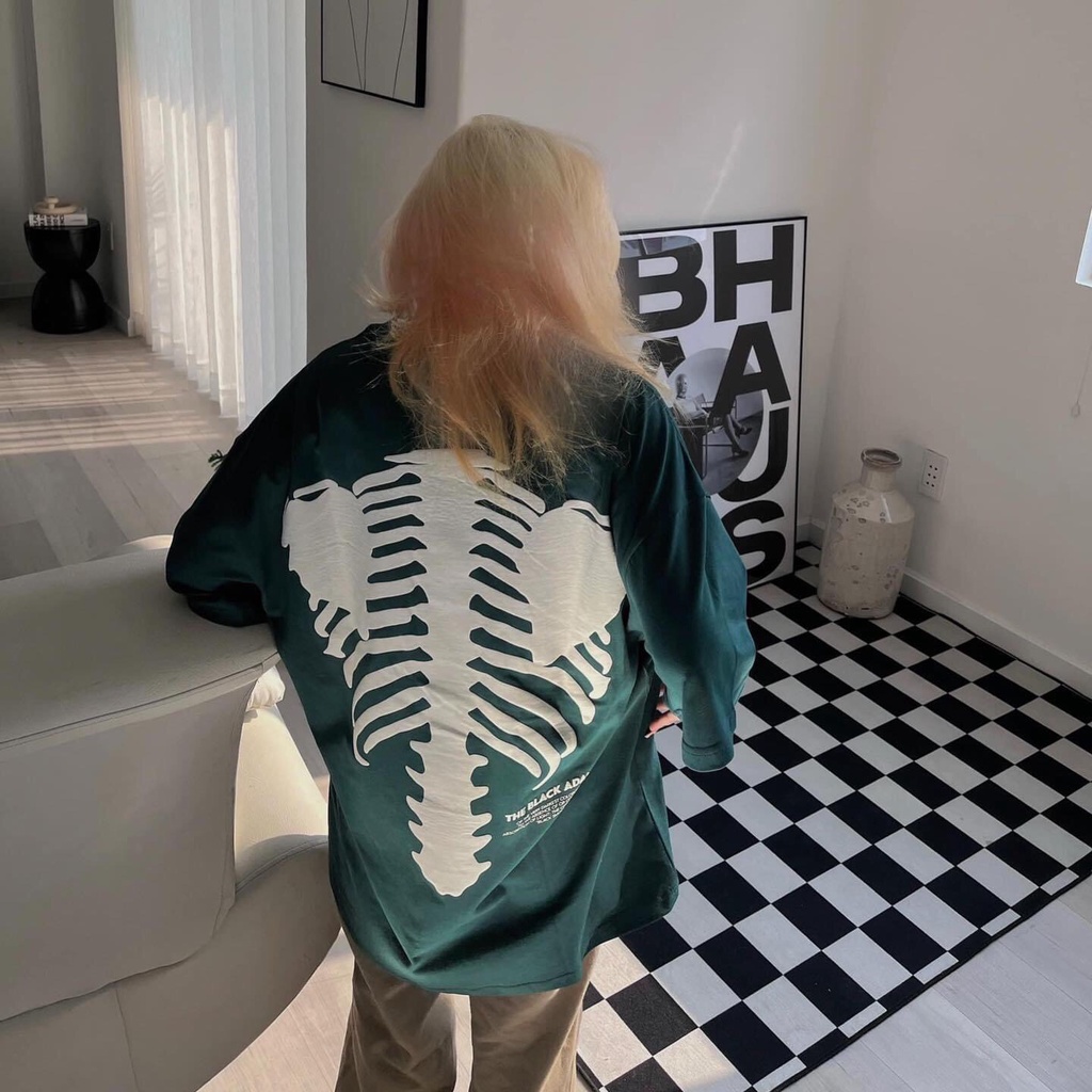Áo Thun Tay Lỡ Xương Lưng ❤ Áo Phông Cotton Dáng Rộng Nam Nữ DH44