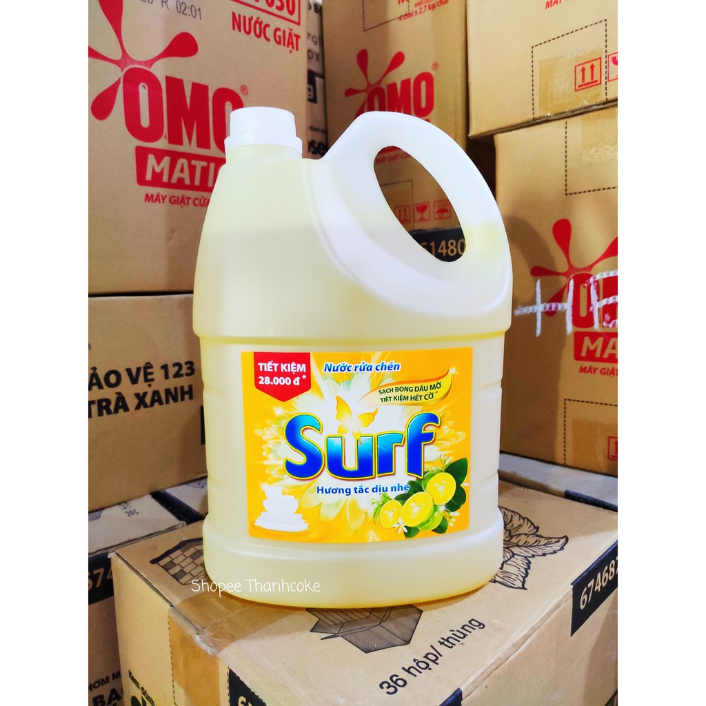 [Hoả Tốc] SURF Nước Rửa Chén hương Tắc 4kg Can Nhựa 4 kí
