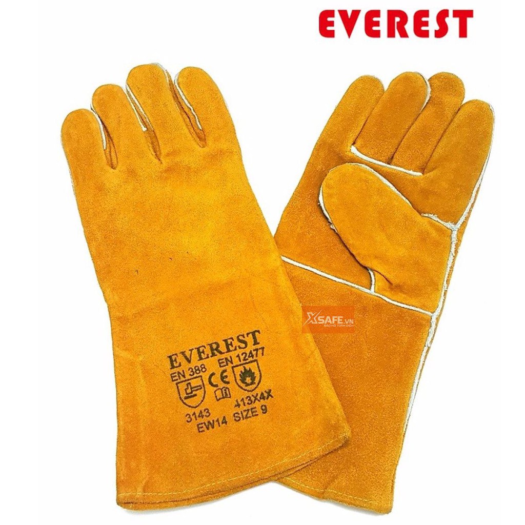 Găng tay hàn Everest EW14 Bao tay hàn da lộn, chống cháy, chịu nhiệt/tia lửa văng bắn, lớp lót chống hầm bí