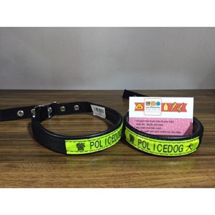Bộ Dây Police Dắt Chó Kèm Vòng Cổ Phản Quang Ban Đêm