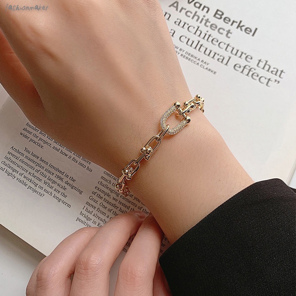 1 vòng tay đính đá zirconium phong cách Hip Hop thời trang Hàn Quốc cho nữ