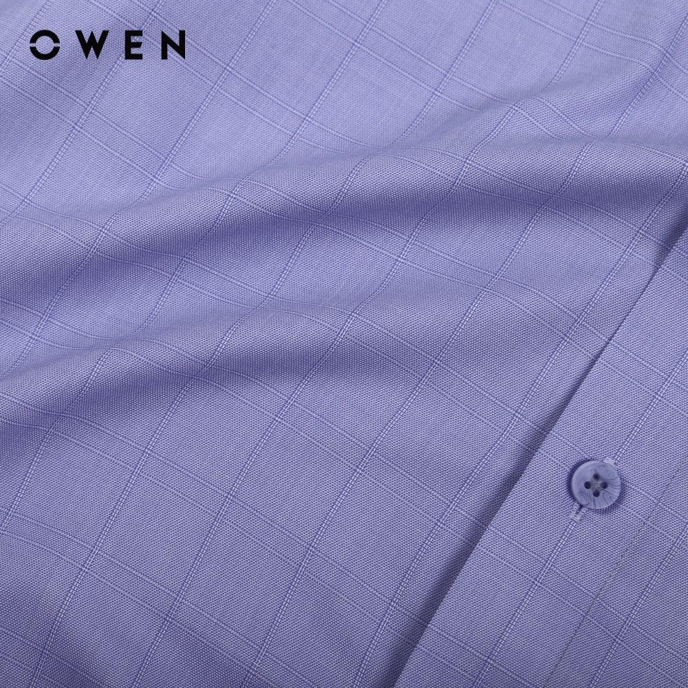 Áo sơ mi Nam dài tay Owen Slim Fit Xanh trắng Kẻ nhuyễn Bamboo - AS220917D