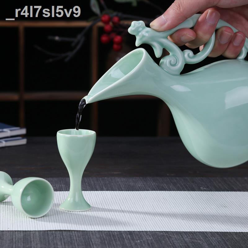 Nhật Bản phong cách cổ xưa bộ rượu gốm sứ bộ phân phối rượu mạnh rượu màu vàng cốc rượu nhỏ ly rượu nhỏ sáng tạo nhà rượ