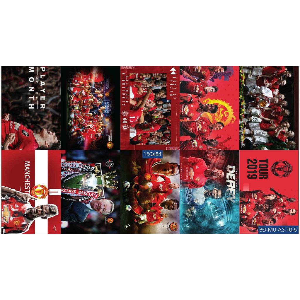 Combo Set 10 tờ decal dán tường chống thấm cầu thủ pogba rooney de gea của MU