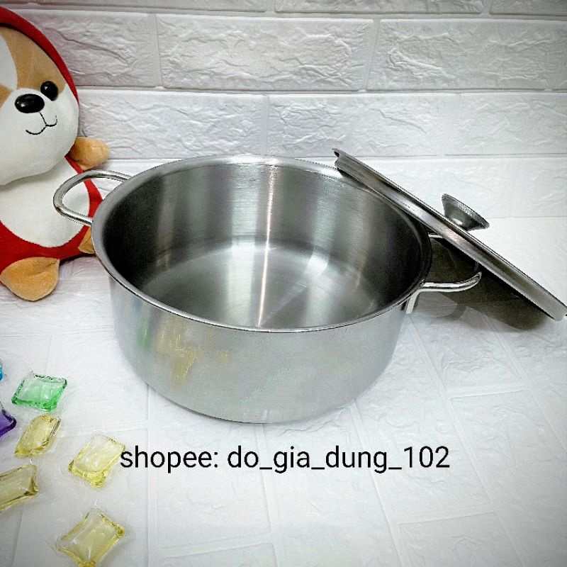 XẢ KHO Nồi Inox Dùng Bếp Từ, Bếp Gas, Bếp Hồng Ngoại Đường Kính 24cm (mã S.A1)