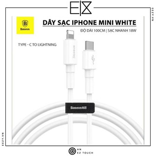 Cáp sạc nhanh iphone type c to lightning hỗ trợ pd 18w có mfi baseus bmx mini white chính hãng độ dài 1m