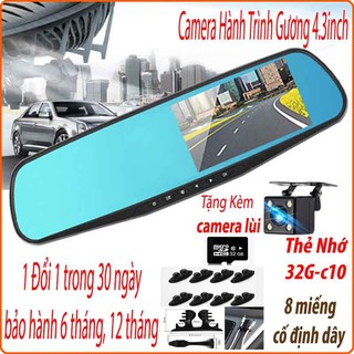 [Tặng camera lùi]Camera hành trình ô tô Gương (4.3inch)Vehicle Blackbox FullHD 1080,hỗ trợ tiếng việt-thesshop