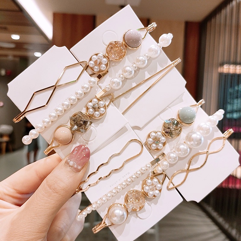Set 3 kẹp tóc đính ngọc trai giả sang trọng cho nữ