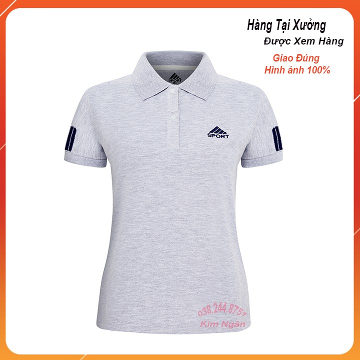 Aó Thun Cá Sấu Nữ Màu Xám Tiêu Kèm Ảnh Thật Fom Chuẩn Vải Dày Mịn Co Giãn 4 Chiều Có Size Đại