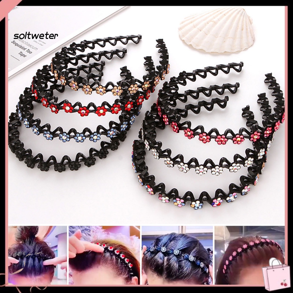 Băng Đô Cài Tóc Đính Đá Lấp Lánh Chống Trượt Thời Trang Cho Nữ