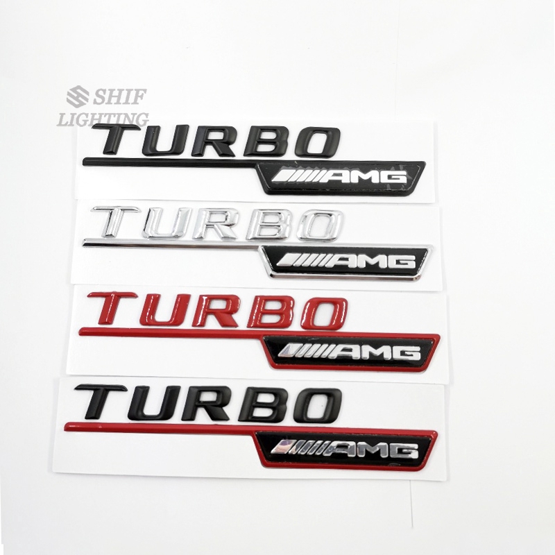 2 x Metal AMG TURBO Letter Logo Car Auto Decorative Emblem Badge Sticker Decal For Mercedes Benz AMG