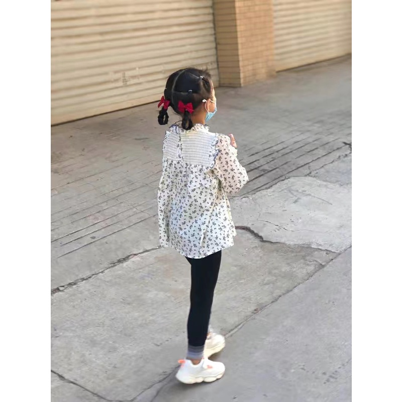 Áo sơ mi dài tay hoa nhí be cho bé gái cao 90-140cm, nặng 10-30kg