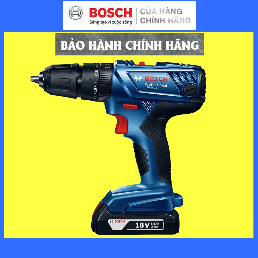 Máy Khoan Vặn Vít Dùng Pin Bosch GSB 180-LI + Phụ Kiện