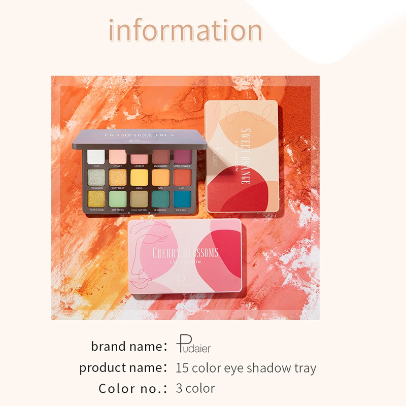 Bảng phấn trang điểm mắt PUDAIER 15 màu lì sáng bóng mới 150g