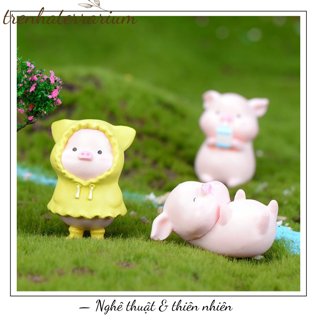 Tiểu cảnh heo đất trang trí sân vườn, vi cảnh, terrarium