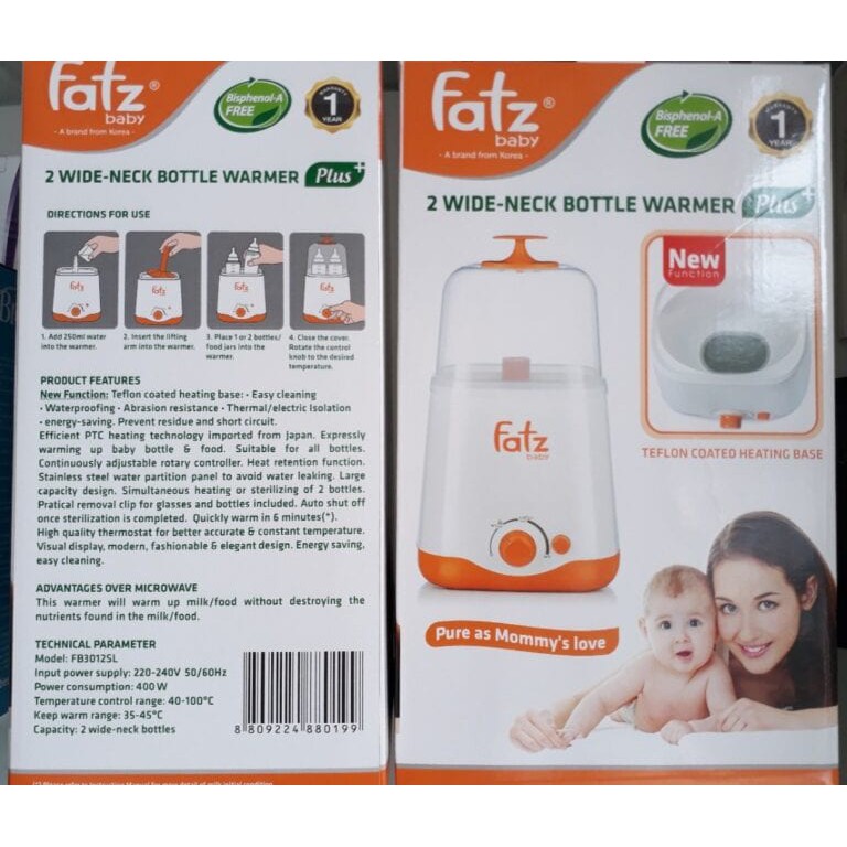 Máy hâm Sữa và Thức ăn FATZ BABY 2in1 FB3012SL [CHÍNH HÃNG] - Giúp hâm nóng sữa đúng cách, bảo toàn các chất dinh dưỡng