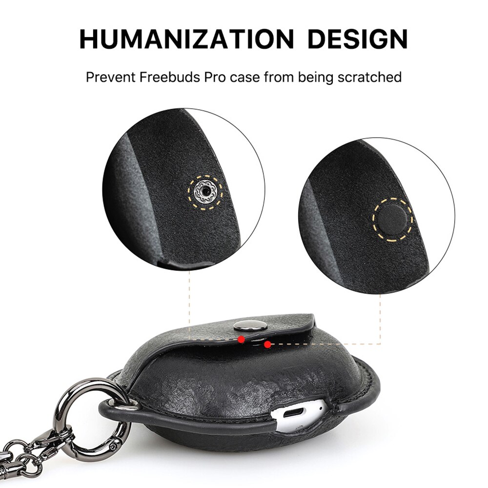 Vỏ Bảo Vệ Hộp Đựng Tai Nghe Huawei Freebuds Pro Bằng Da Thật Cao Cấp