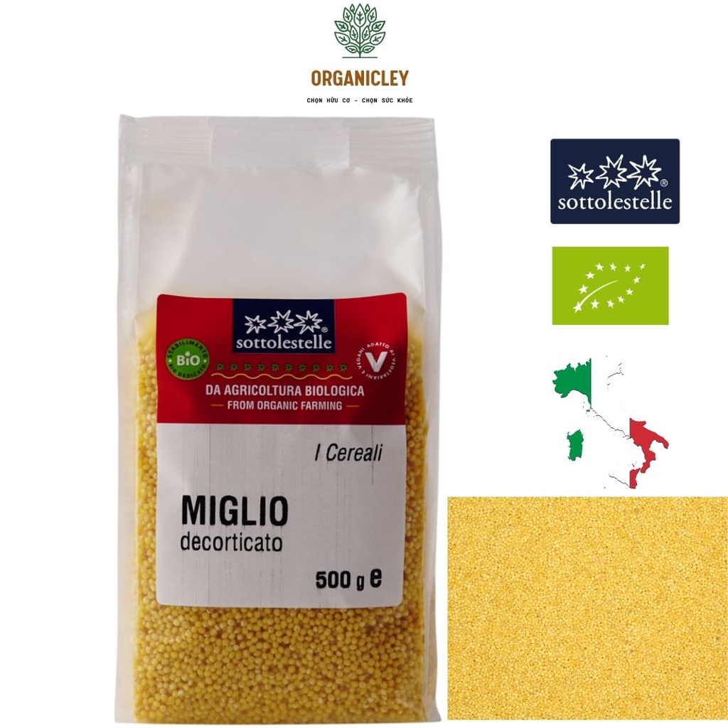 Hạt Kê Hữu Cơ Đã Bóc Vỏ 500g Sottolestelle Organic Hulled Millet - Hạt Kê Vàng - Hạt Hữu Cơ - Organicley