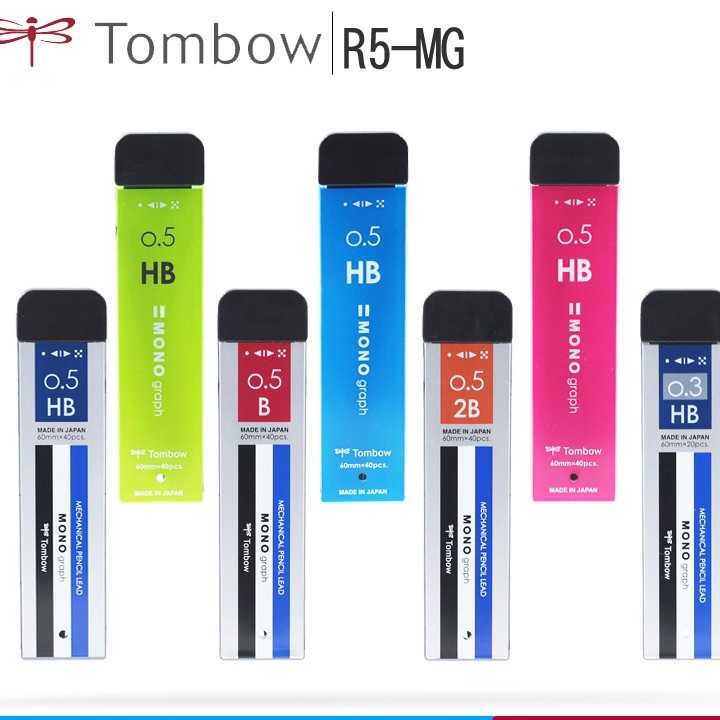 Ruột/Ngòi viết, bút chì bấm, chì kim lắc Tombow MONO HB, B, 2B - 0.3mm, 0.5mm