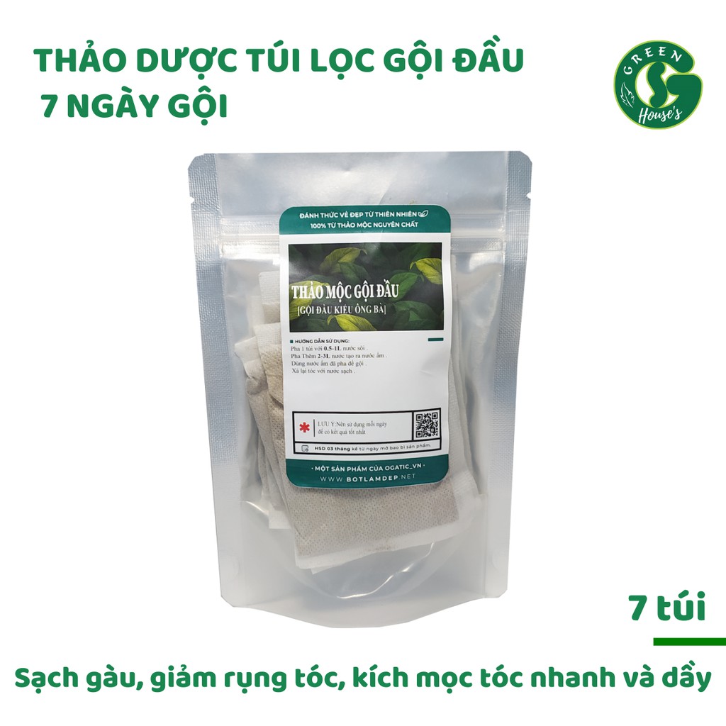 Thảo dược Gội đầu túi lọc Bồ kết, chanh rừng, sả, cỏ mần trầu Nguyên chất - OGATIC